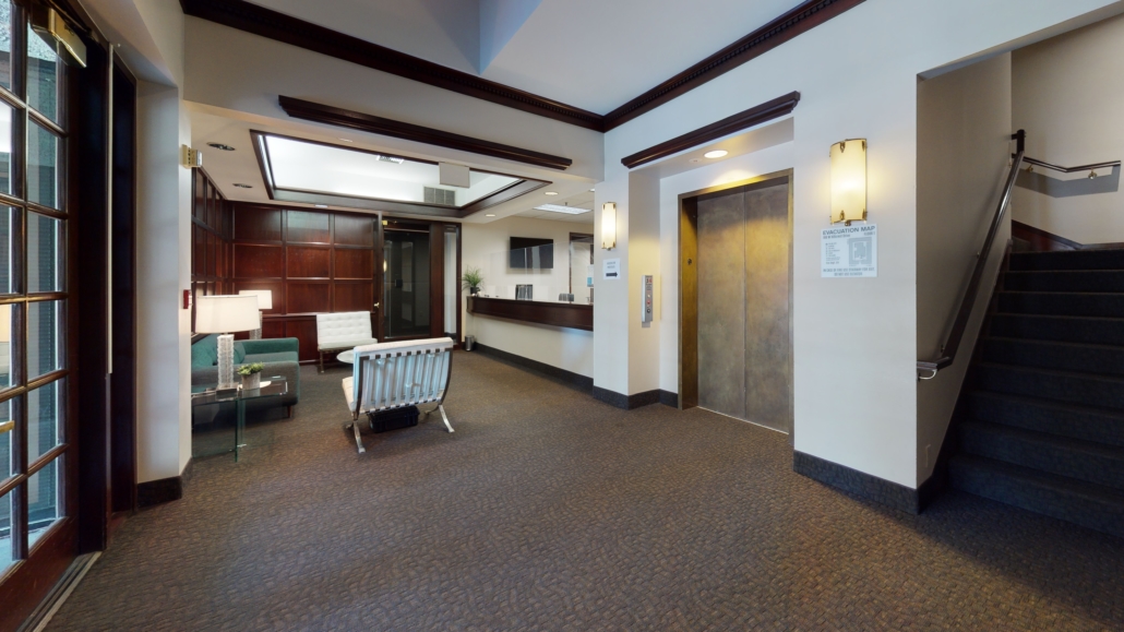 Class A office lobby captured in 3D